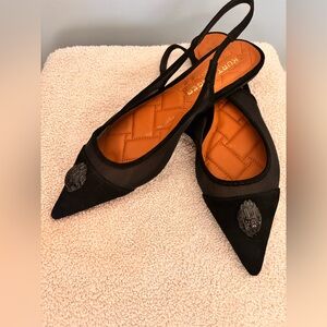 Kurt Geiger Black Mesh Flats with Eagle Embellishment